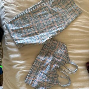 Til You Collapse Blue and Pink Leggings Set